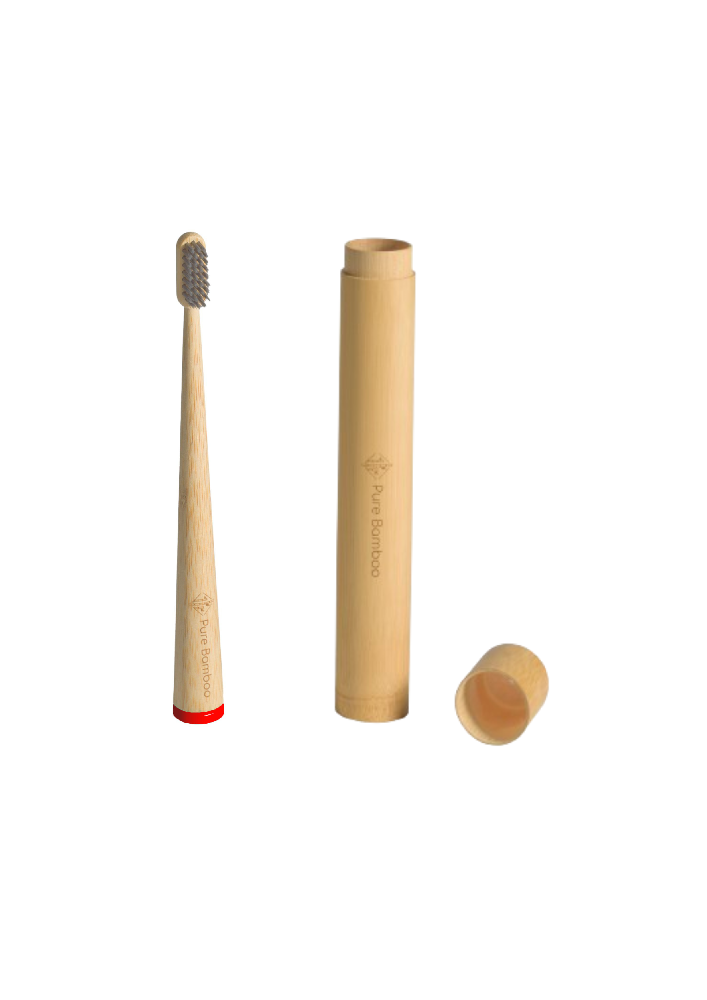 1 Cepillo de Dientes de Bambú y Estuche de Viaje de Madera