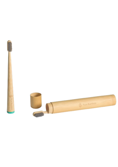 Pack Familiar 3 Cepillos de Dientes de Bambú y 3 Estuches de Viaje