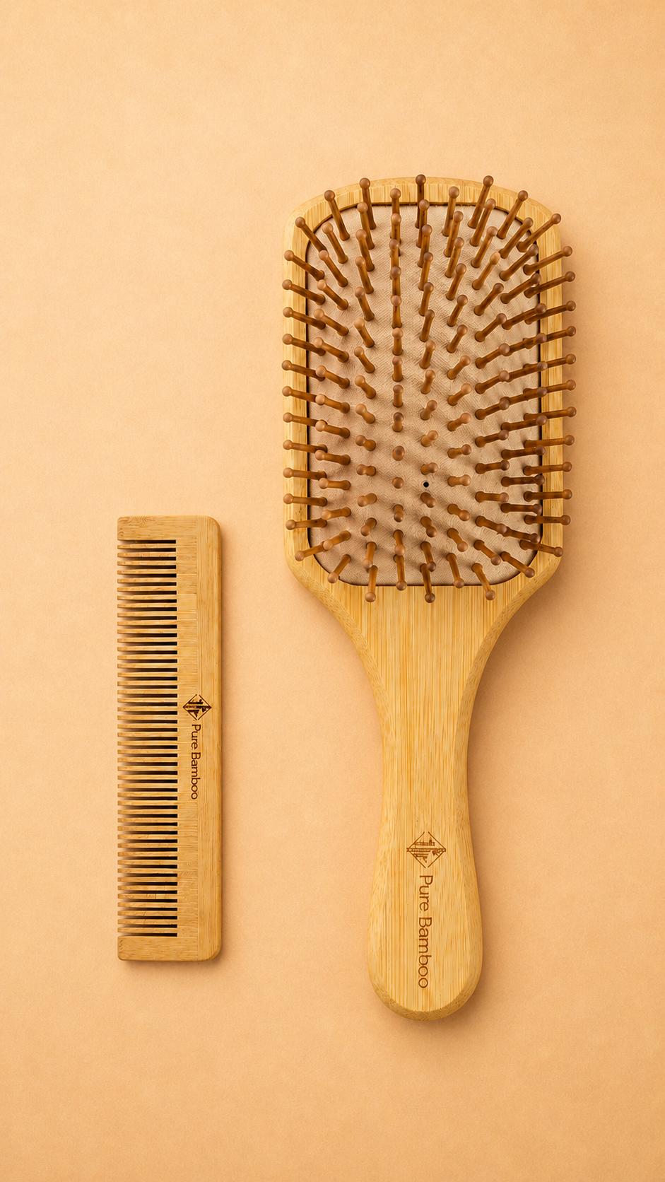 Set Cepillo para el pelo y peine pequeño de madera