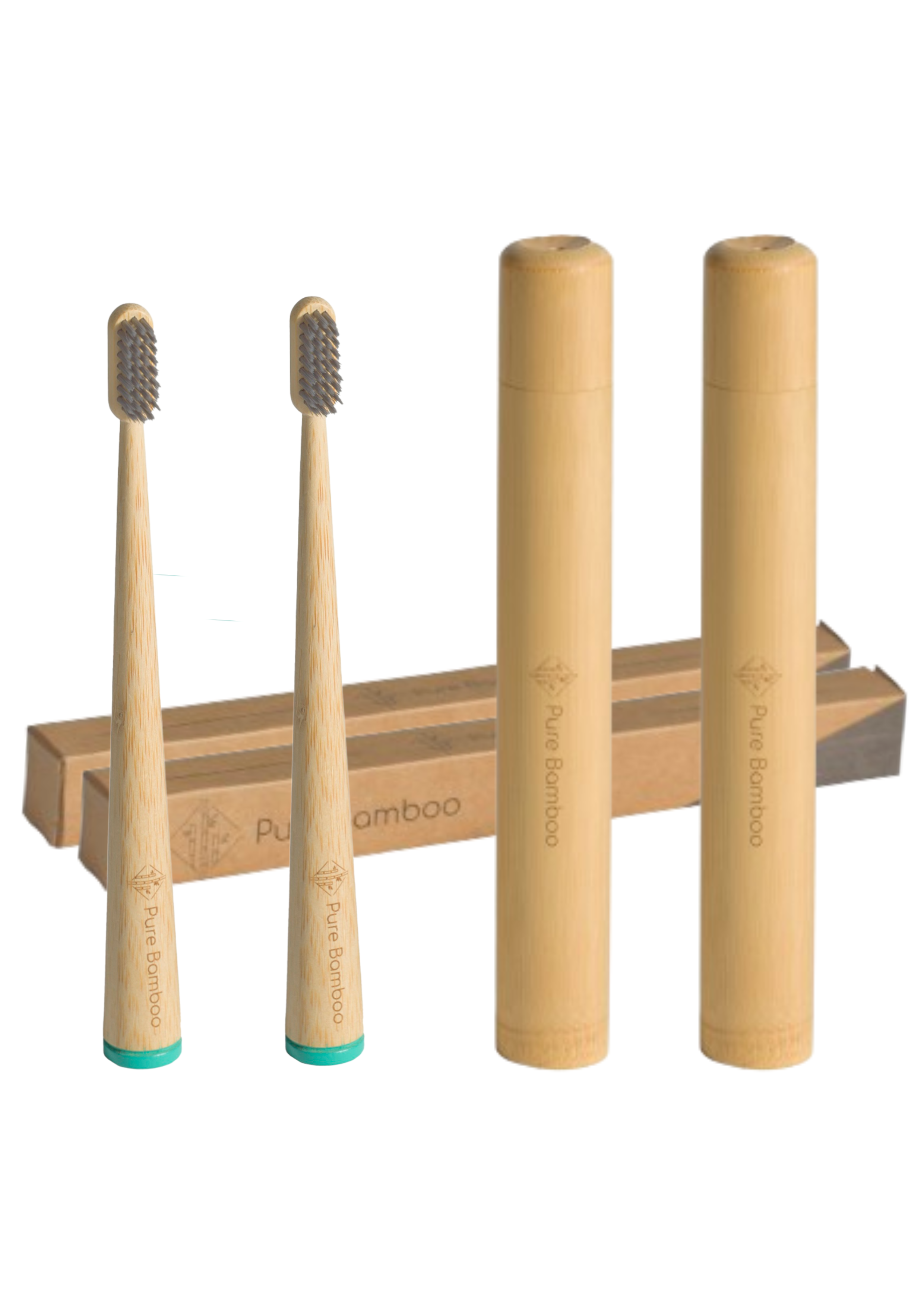 PACK 2 Cepillos de Dientes de Bambu con 2 Estuches de Viaje