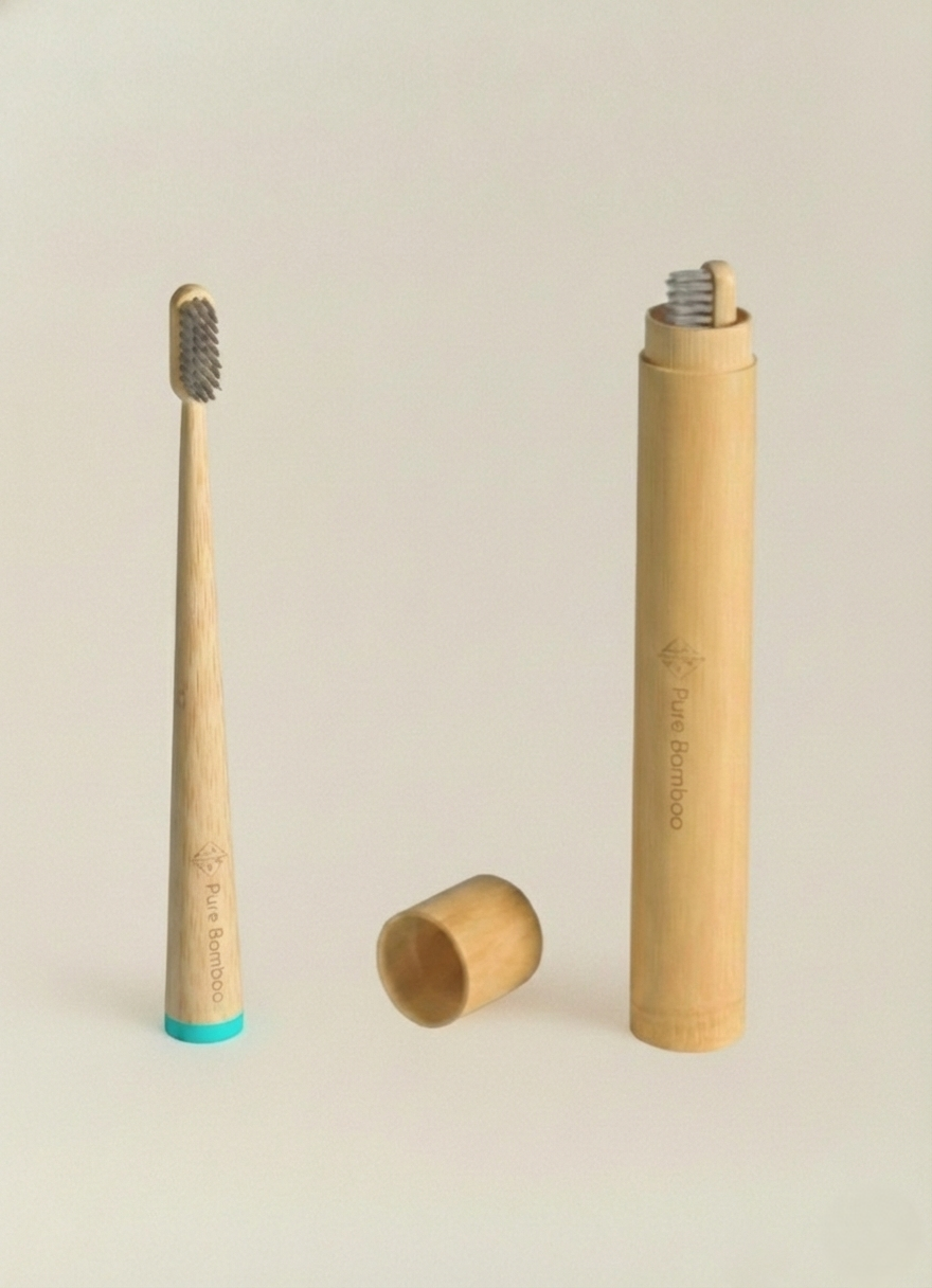 Pack Familiar 4 Cepillos y 4 Estuches de viaje de bambu