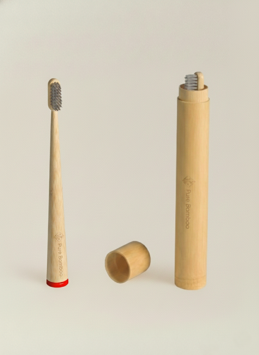 Pack Familiar 4 Cepillos y 4 Estuches de viaje de bambu