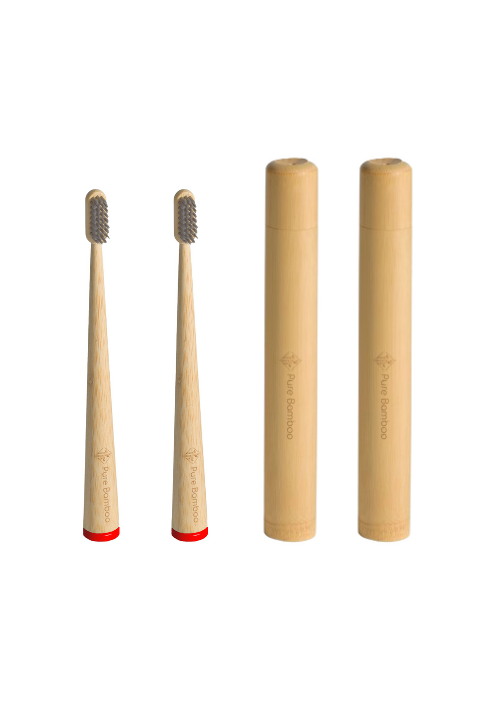 PACK 2 Cepillos de Dientes de Bambu con 2 Estuches de Viaje