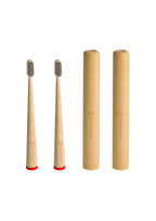 PACK 2 Cepillos de Dientes de Bambu con 2 Estuches de Viaje